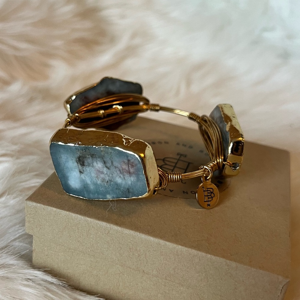Elegant Gold and Blue Stone Bracelet Bourbon and Bow ties